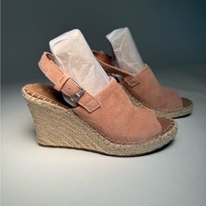 Toms Pink Suede Wedge Espadrilles
